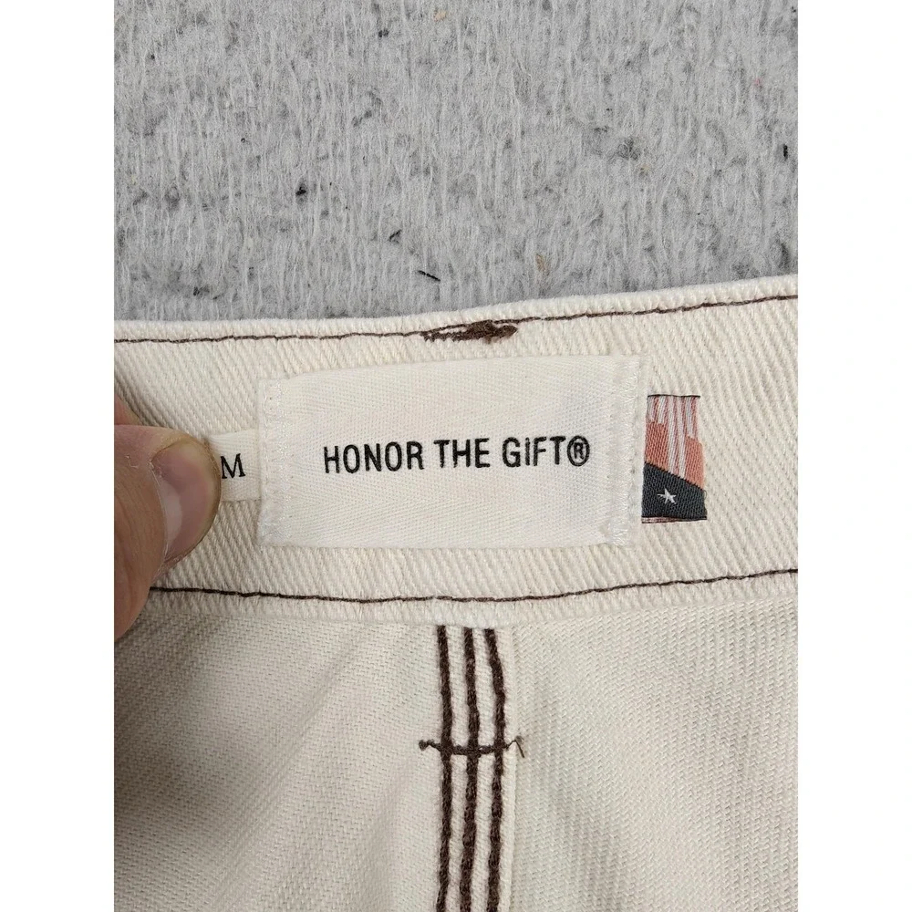 Honor The Gift Pants Womens Medium White Carpenter Twill Straight Leg Workwear - Picture 3 of 8